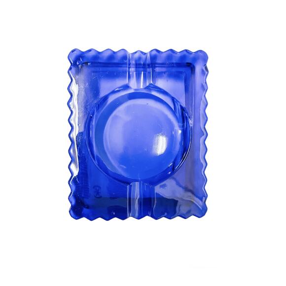 Vintage MCM Cobalt Blue Square Ashtray 2 Slots - Picture 3 of 5